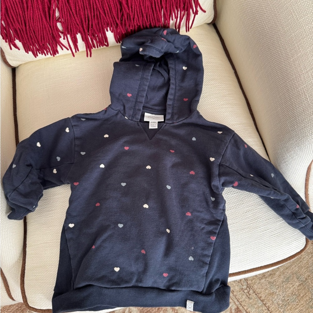 Mori 12-18 mo Navy Heart Hoodie Sweatshirt